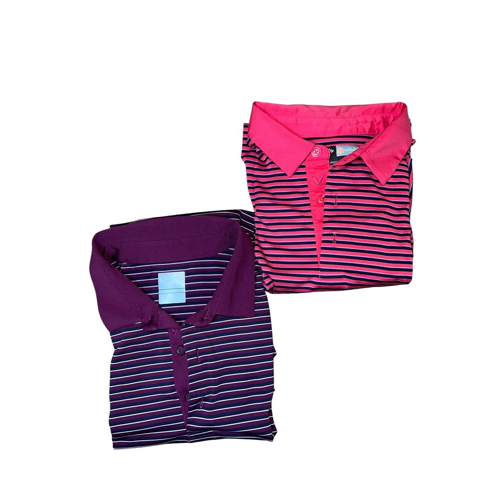 Callaway Golf Polo Shirt Bundle Opti-Dri Striped Performance Men's Large 2pk